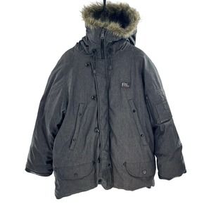Vintage Ralph Lauren RL Polo Jeans Company Down Jacket Coyote Fur Hood Men’s XL